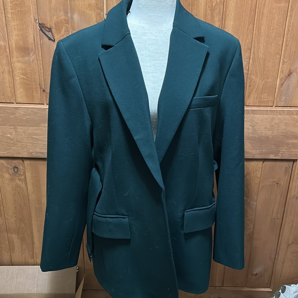 NWT Zara Belted Blazer Bottle Green